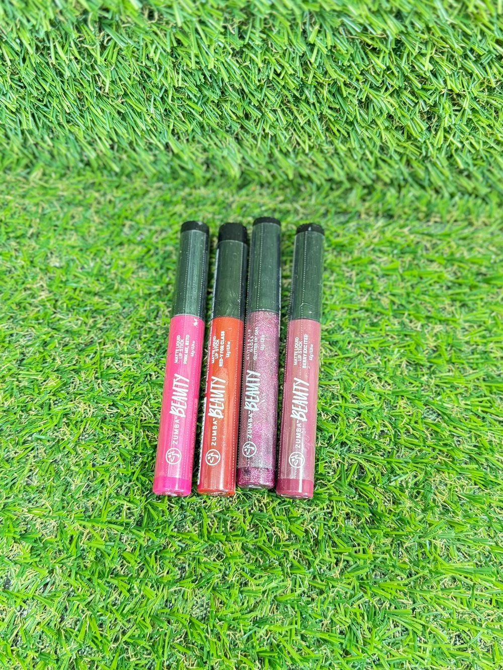 Set of 4 - Zumba Beauty Glitter Shimmer Liquid Lip Gloss Pink Red Magenta Shades
